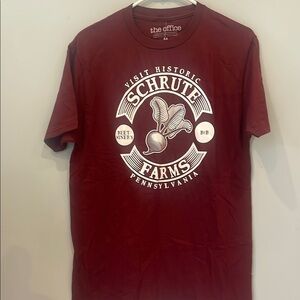Men’s ‘the office ‘ schrute farms Maroon T-Shirt men’s medium new with tags